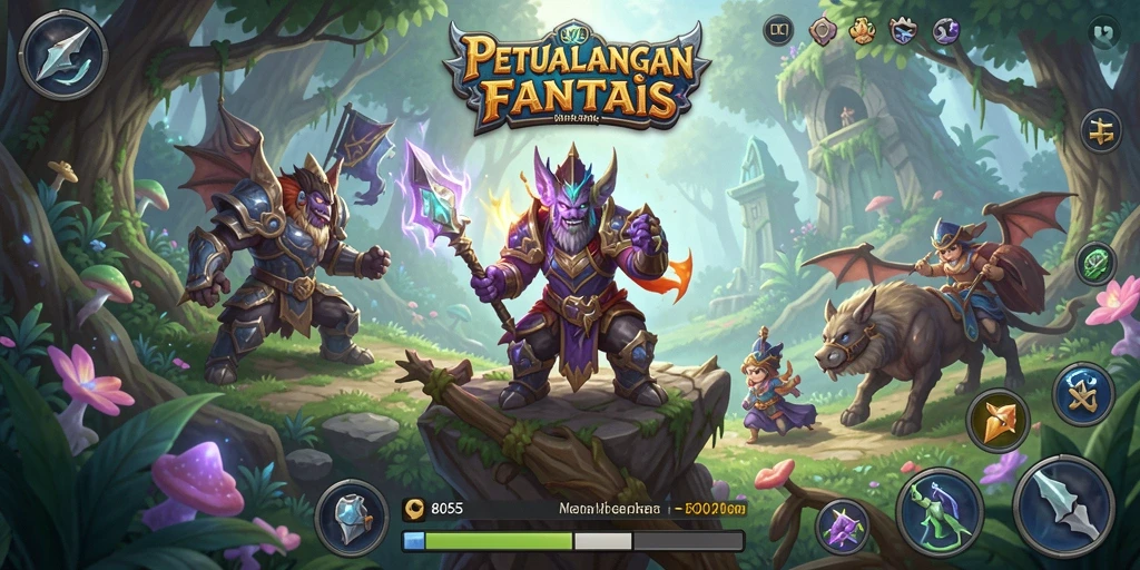 Tampilan gameplay menakjubkan dari RPG 8055 yang penuh aksi.