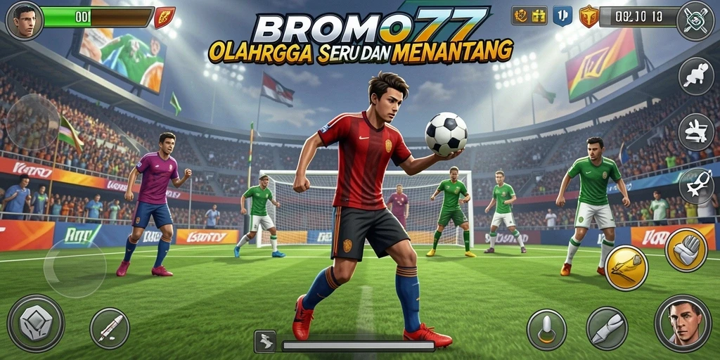 Tangkapan layar BROMO77 menampilkan aksi seru dalam lapangan olahraga.