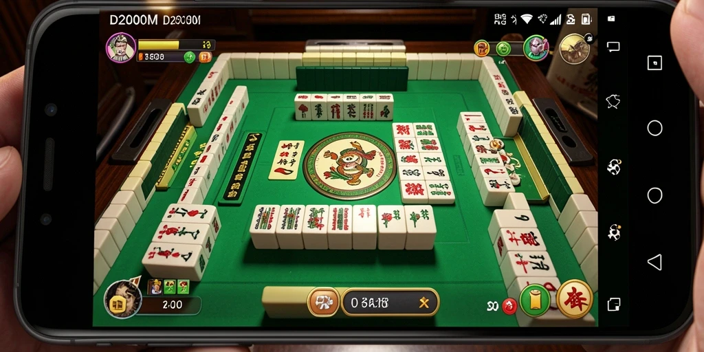 Screenshot D200M menunjukkan gameplay Mahjong yang seru dan menantang.
