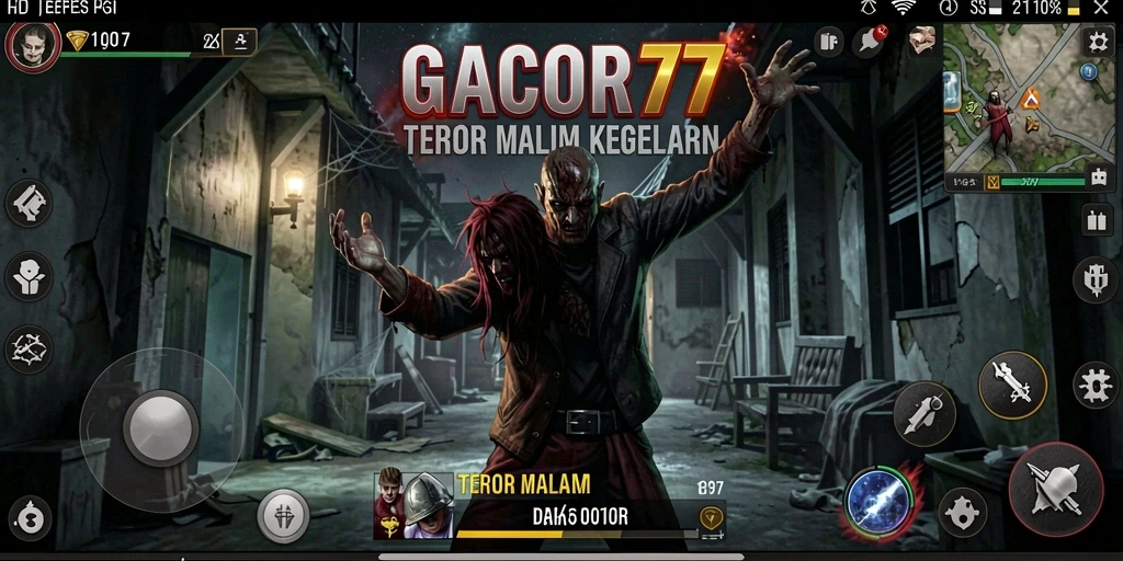 Screenshot GACOR77 menampilkan karakter dalam suasana mencekam.