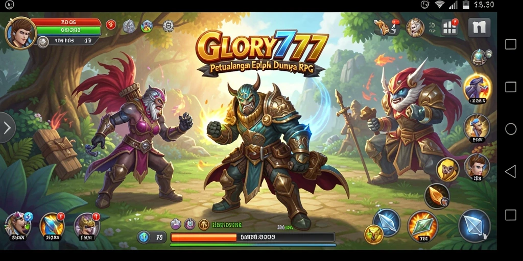 Tampilan gameplay <strong>GLORY777</strong> yang seru dalam pertempuran RPG.