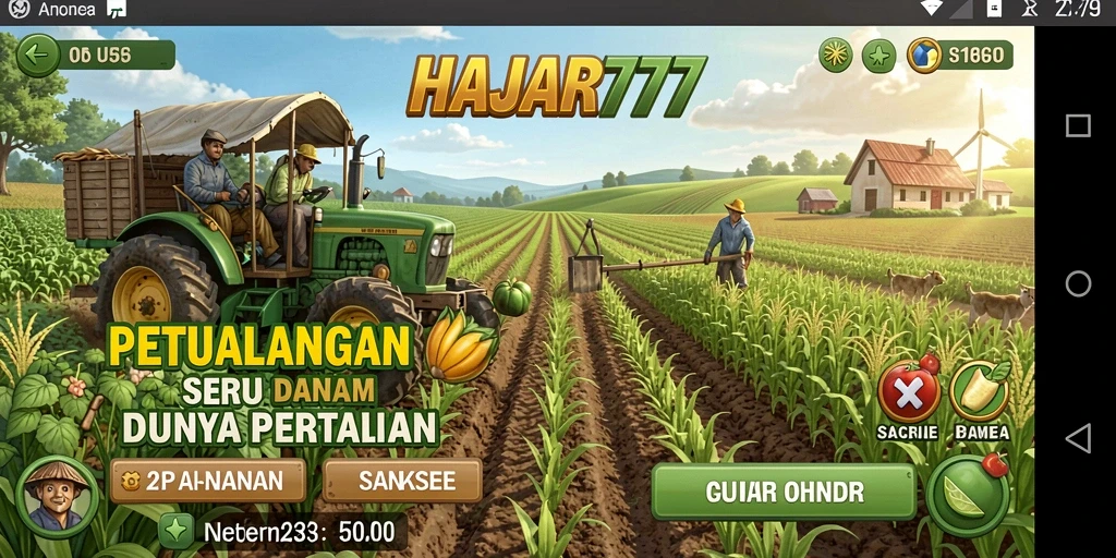 Tangkapan layar utama HAJAR777 menampilkan pengalaman pertanian yang seru dan interaktif.