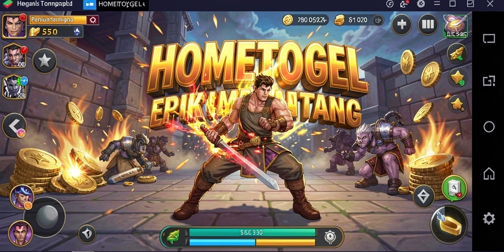 Tangkapan layar HOMETOGEL menampilkan aksi pertarungan yang sengit dan karakter yang beragam.