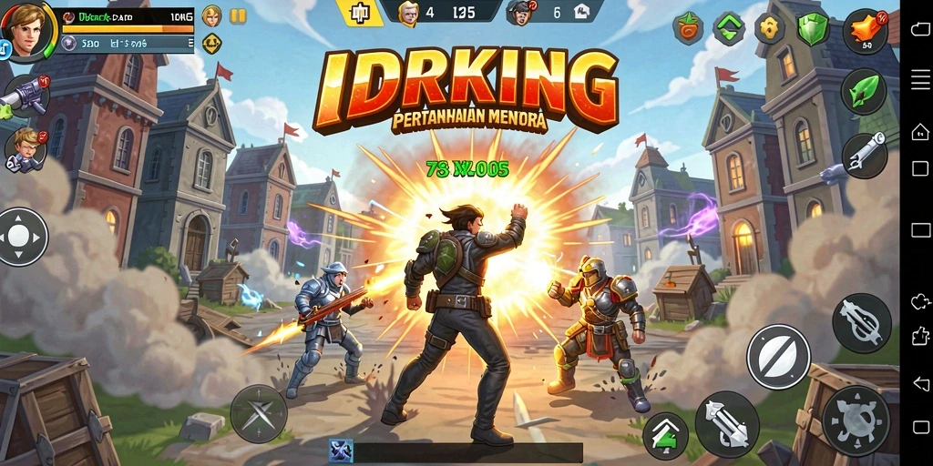 Tampilan gameplay seru dari IDRKING dalam genre Tower Defense.