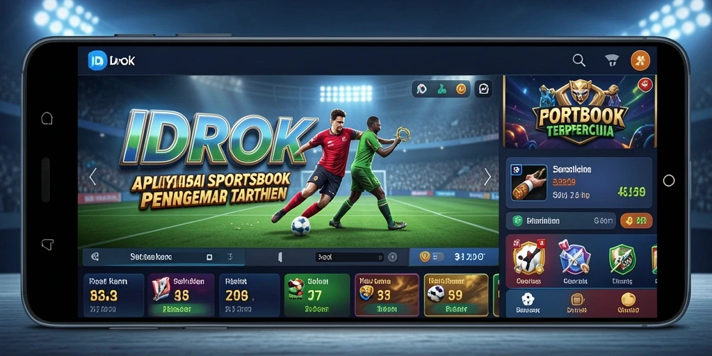 Tampilan utama aplikasi IDROK dengan berbagai pilihan olahraga untuk taruhan.