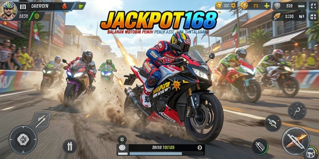 Gameplay aksi balapan motor yang seru dan mendebarkan.