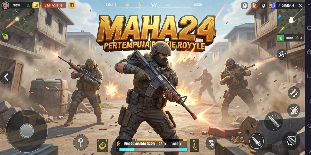 Screenshot gameplay MAHA24 menampilkan aksi mendebarkan dalam bentrokan Battle Royale.