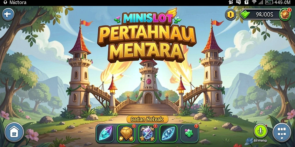 Tampilan gameplay dinamis di MINISLOT saat musuh menyerang.