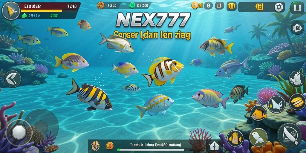 Gameplay seru dalam NEX777 saat menangkap ikan besar.