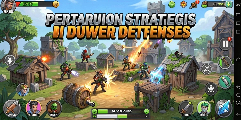 Screenshot gameplay RR89 menampilkan aksi Tower Defense yang mendebarkan.