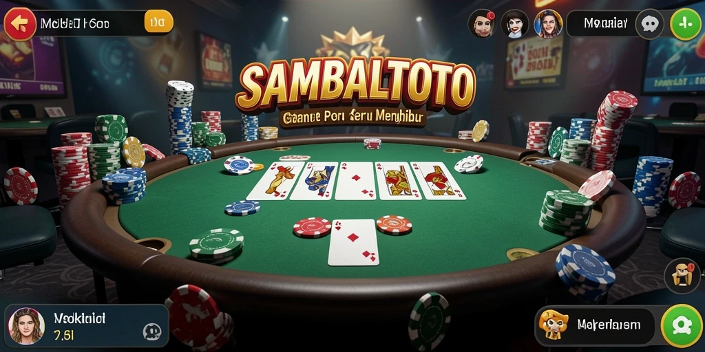 Tampilan gameplay SAMBALTOTO yang seru dan mendebarkan dalam permainan Poker.