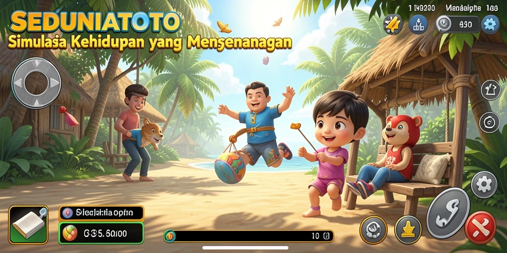 Screenshot gameplay SEDUNIATOTO menunjukkan dunia simulasi yang menawan.