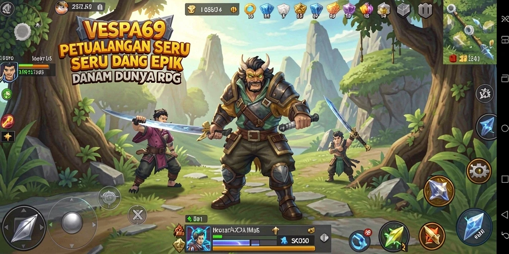 Tampilan gameplay VESPA69 yang menawan dengan aksi RPG yang mendebarkan.