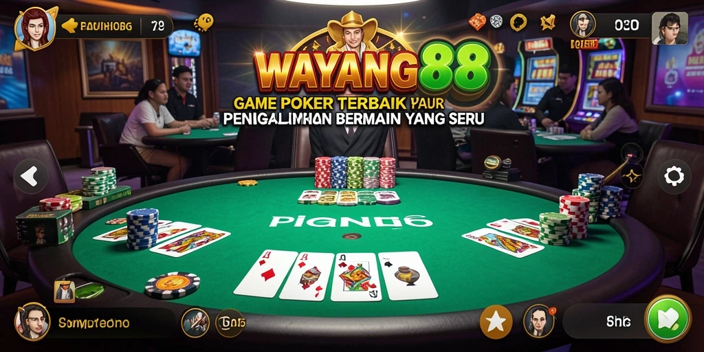 Screenshot gameplay WAYANG88 menampilkan aksi seru permainan Poker.