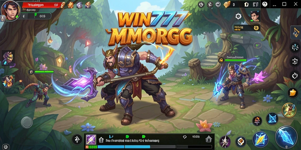Screenshot gameplay WIN777 yang menampilkan pertarungan seru di dunia MMORPG.