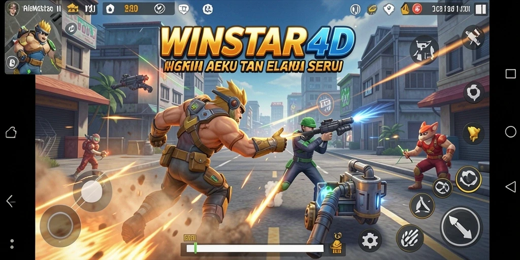 Tampilan seru gameplay TPS WINSTAR4D dengan pertarungan intens.